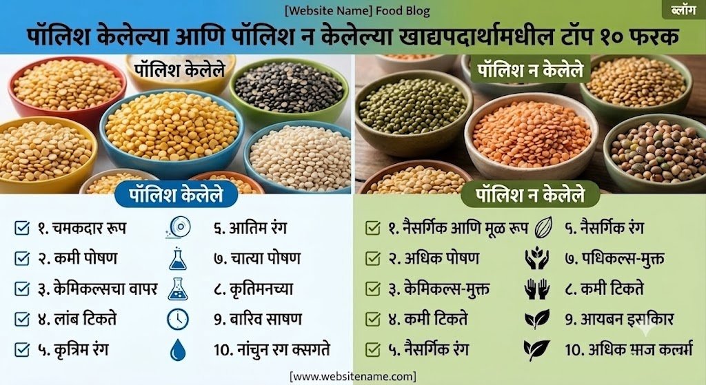 पॉलिश डाळ आणि अन्पॉलिश डाळ यांतील Top 10 फरक